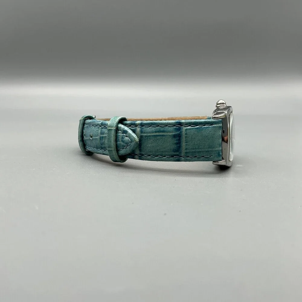 Timex T2E341 Womens Watch 22mm White Dial Blue Leather Band New Battery